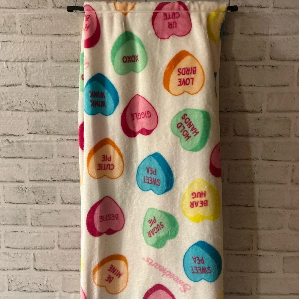 Sweethearts Sugar Hearts Plush Throw-50” x 70”